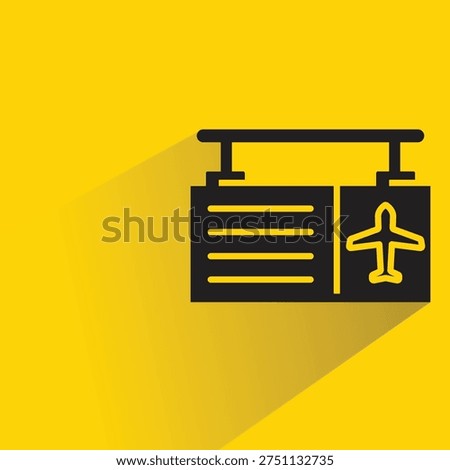 departure flight table icon with shadow on yellow background