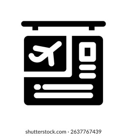 departure glyph icon. Strong and solid vector icon for websites, mobile interfaces, presentations, and visual branding. High quality and easy to edit.