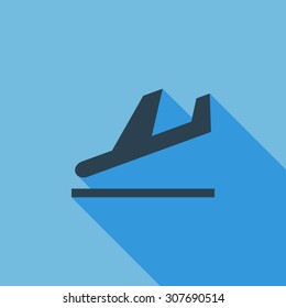 Departure icon. Flat vector related icon with long shadow for web and mobile applications. It can be used as - logo, pictogram, icon, infographic element. Vector Illustration.