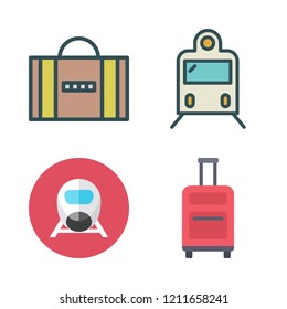 departure icon set. vector set about train and suitcase icons set.