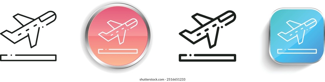 departure icon. Thin Linear, Regular and Button Style Design Isolated On White Background