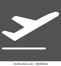 Departure vector icon. Style is flat white symbol, rounded angles, gray background.