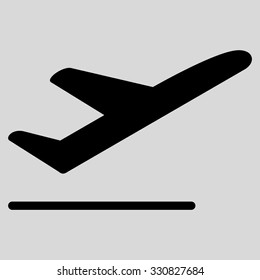 Departure vector icon. Style is flat black symbol, rounded angles, light gray background.