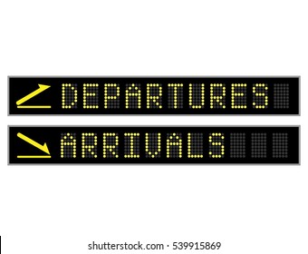 Departures and arrivals LED display font signs
