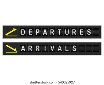 Departures and arrivals mechanical display font signs