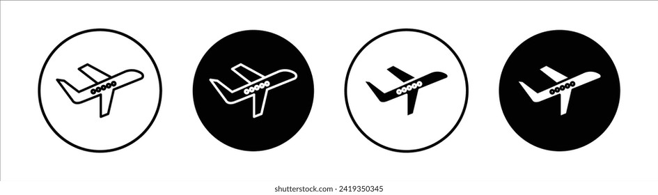 Departures flat line icon set. Departures Thin line illustration vector