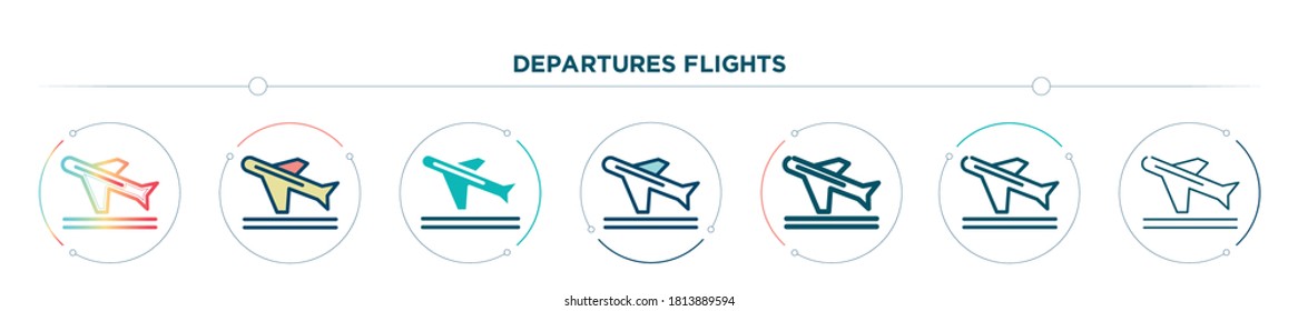 departures flights icon designed in gradient, filled, two color, thin line and outline style. vector illustration of departures flights vector icons. can be used for mobile, ui, web
