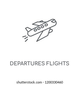 Departures Flights linear icon. Departures Flights concept stroke symbol design. Thin graphic elements vector illustration, outline pattern on a white background, eps 10.