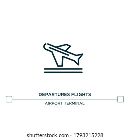 departures flights vector line icon. Simple element illustration. departures flights outline icon from airport terminal concept. Can be used for web and mobile
