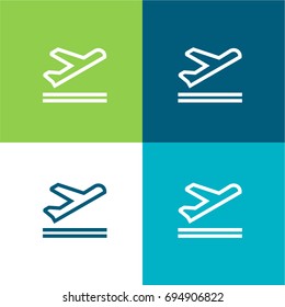 Departures green and blue material color minimal icon or logo design