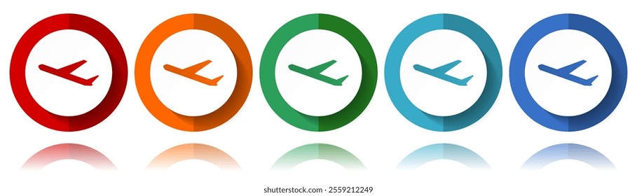 Deparures, airport vector icons, flat icon set for logo design, webdesign and mobile applications, colorful web button collection in eps 10