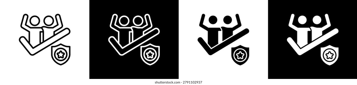 Dependability Icon In Outline And Glyph Styles With Black And White Variations