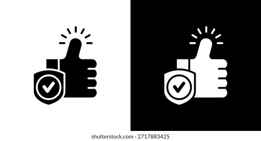Icono confiable lleno de blanco y negro.