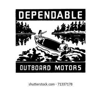 Dependable Outboard Motors - Retro Ad Art Banner