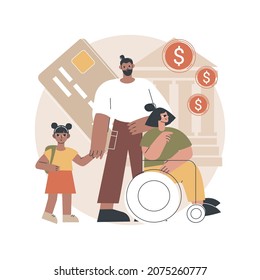 Dependant Family Member Abstract Concept Vector Illustration. Dependent Sibling, Elderly Support, Minor Child, Disabled Parent, Sick Husband Or Wife, Serious Illness, Caregiver Abstract Metaphor.