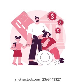 Dependant family member abstract concept vector illustration. Dependent sibling, elderly support, minor child, disabled parent, sick husband or wife, serious illness, caregiver abstract metaphor.