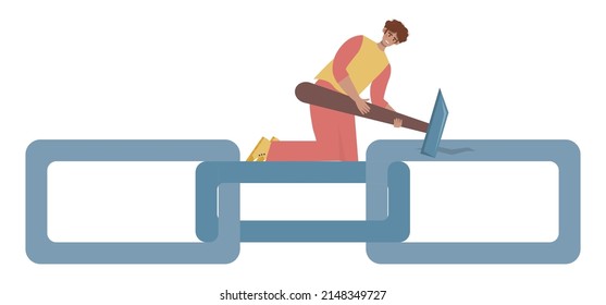 Dependence or addiction concept. Character struggling with fear, influence, control and manipulation. Concept of escaping from attachement, ballast.