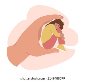 Dependence or addiction concept. Character struggling with fear, influence, control and manipulation. Concept of escaping from attachement, ballast.