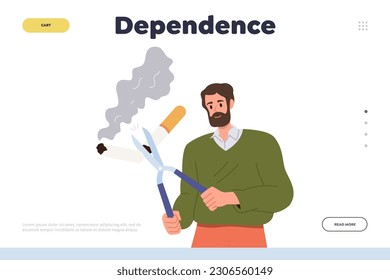 Plantilla de diseño de página de inicio de dependencia que ofrece soporte para personas que luchan con malos hábitos