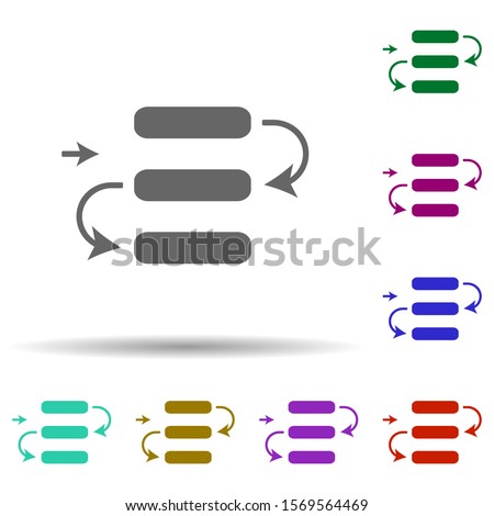 Dependencies in multi color style icon. Simple glyph, flat vector of software development icons for ui and ux, website or mobile application