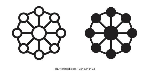 Conjunto de iconos de Vector de dependencia relleno negro y estilo delineado.