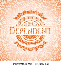 Dependent abstract orange mosaic emblem with background