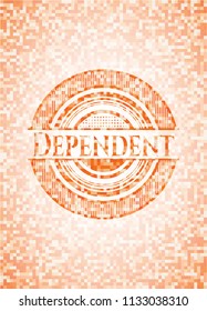 Dependent abstract orange mosaic emblem with background
