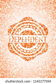 Dependent abstract orange mosaic emblem with background