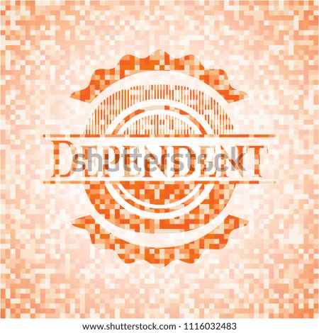 Dependent abstract orange mosaic emblem with background