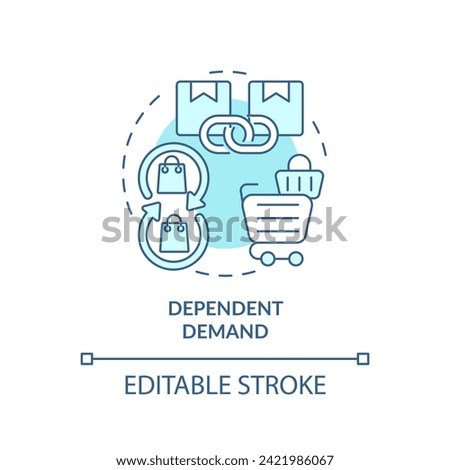 Dependent demand soft blue concept icon. Demand for product influenced by demand for another product. Round shape line illustration. Abstract idea. Graphic design. Easy to use in brochure marketing