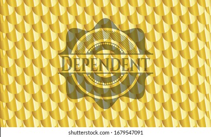 Dependent gold shiny badge. Scales pattern. Vector Illustration. Detailed.