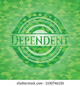 Dependent green emblem with mosaic background. Vector Illustration. Detailed.
