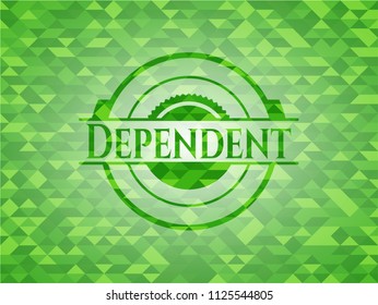 Dependent green emblem with triangle mosaic background