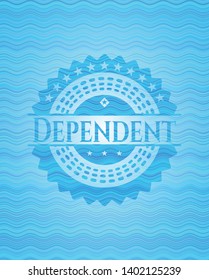 Dependent light blue water wave badge. Vector Illustration. Detailed.