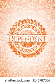 Dependent orange mosaic emblem with background
