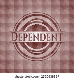 Dependent red seamless emblem or badge with geometric pattern background. 