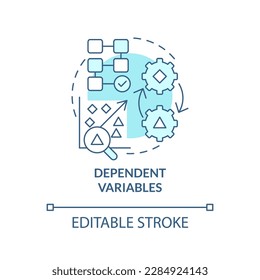 Dependent variables turquoise concept icon. Causal research principles abstract idea thin line illustration. Isolated outline drawing. Editable stroke. Arial, Myriad Pro-Bold fonts used