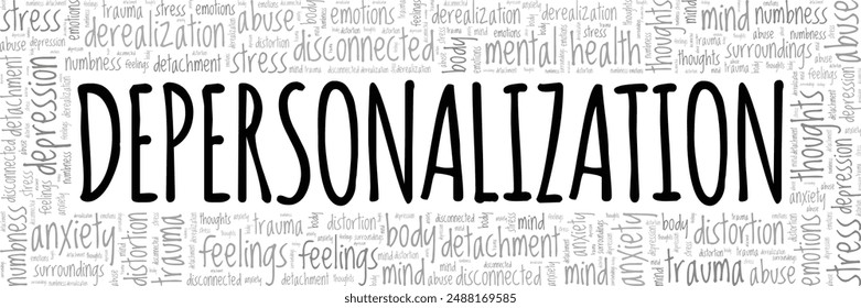 Depersonalization word cloud conceptual design isolated on white background.