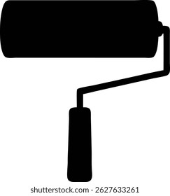 Depicted is a stark, solid black paint roller set against a clean white background, showcasing simplicity in form and emphasizing the tool's functional shape.