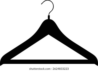 Depicting a classic black hanger, this image showcases the quintessential tool for clothing storage and wardrobe organization. Its simple design highlights utility and order.