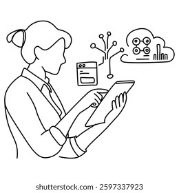 depicting data analysis, cloud computing, and AI concepts. Perfect for UI UX design, presentations, and tech