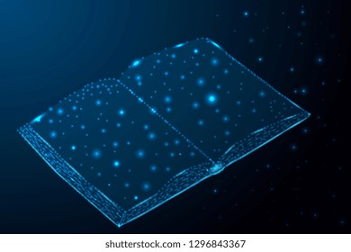 depicting education with stars and lines in shape of a book on blue background