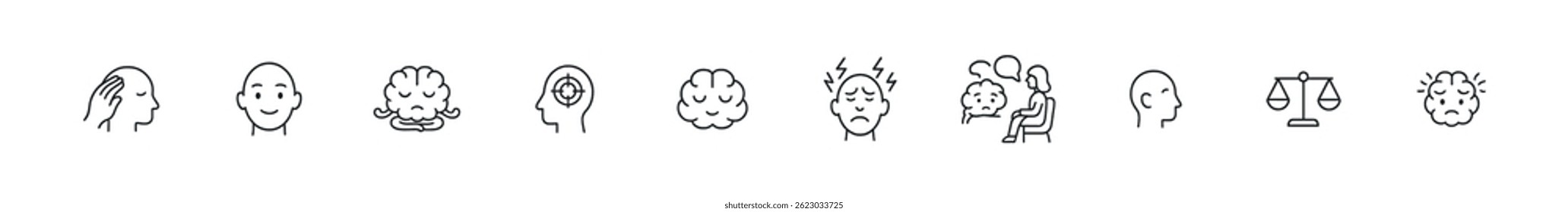 depicting emotional faces expressions outline icons
