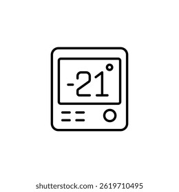 Representación de una temperatura de congelación en un termostato digital en minimalismo