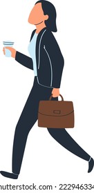 Depicting running businessman, stylish man, fashionable suit, Isolated on white, design, flat style vector illustration.