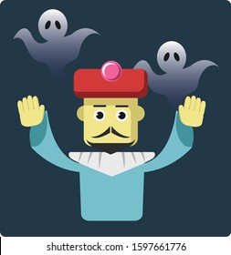 Depicting seances flat design character illustration