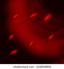 depicting swimming spermatozoa, 3d illustration
