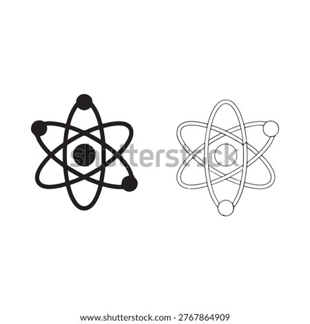 A depiction of atomic structure with both outlined and solid representations