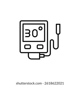Darstellung eines digitalen Thermometers mit dreißig Grad Celsius