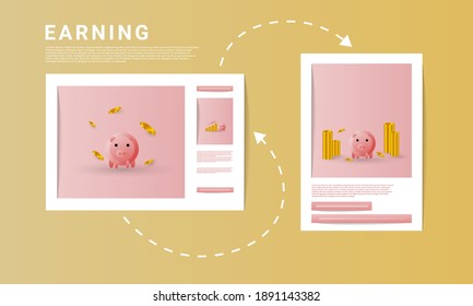 depiction of income traffic with illustration of a pig surrounded by gold coins